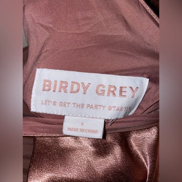 BIRDY GREY Catherine Dress Shiny Satin Desert Rose Size Large - Picture 7 of 9